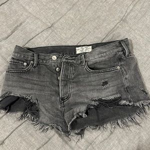 Black faded jean shorts